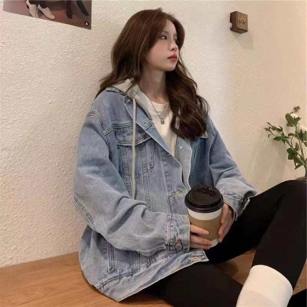 Cowboy Short Jacket for Women, Spring and Autumn Korean Version, New Long Sleeved Slim Fit Hooded Jacket Top