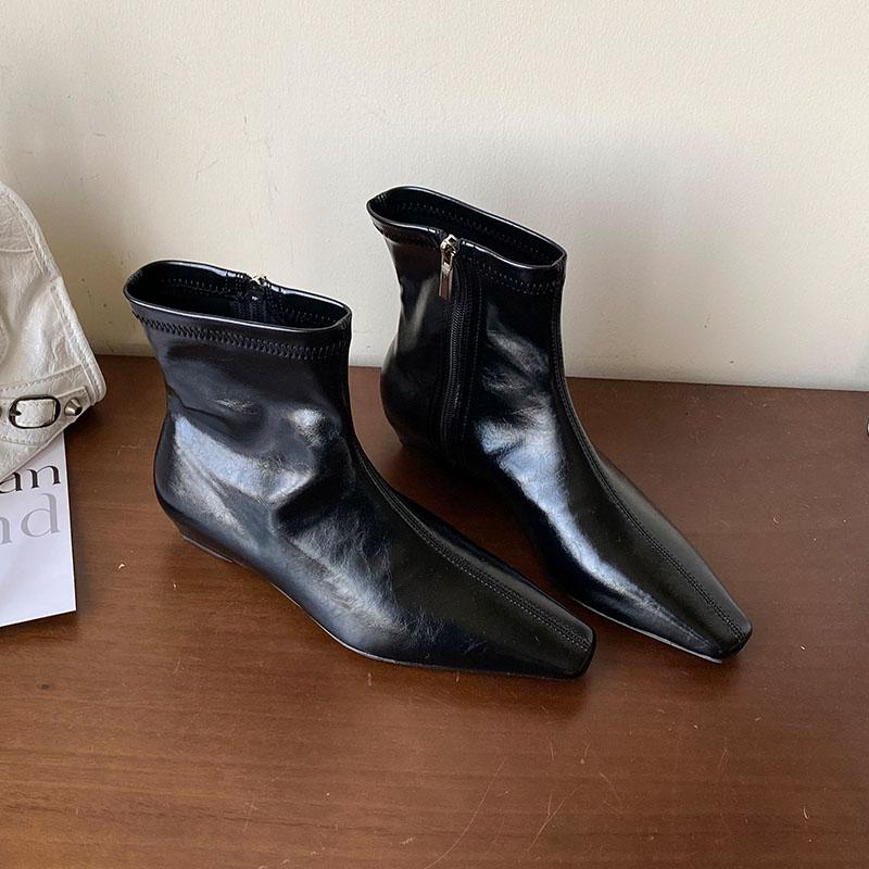 Fashion Fashion Flats Women Ankle Stretch Boots Shoes Female Zippers Footwear Pointed Toe Ladies Short Modern Boots Shoes