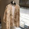 Spring And Summer Versatile Fashion Scarf French Bronzing Printing Silk Scarf Cotton And Linen Feel Silk Scarf Travel Sunscreen Shawl Women
