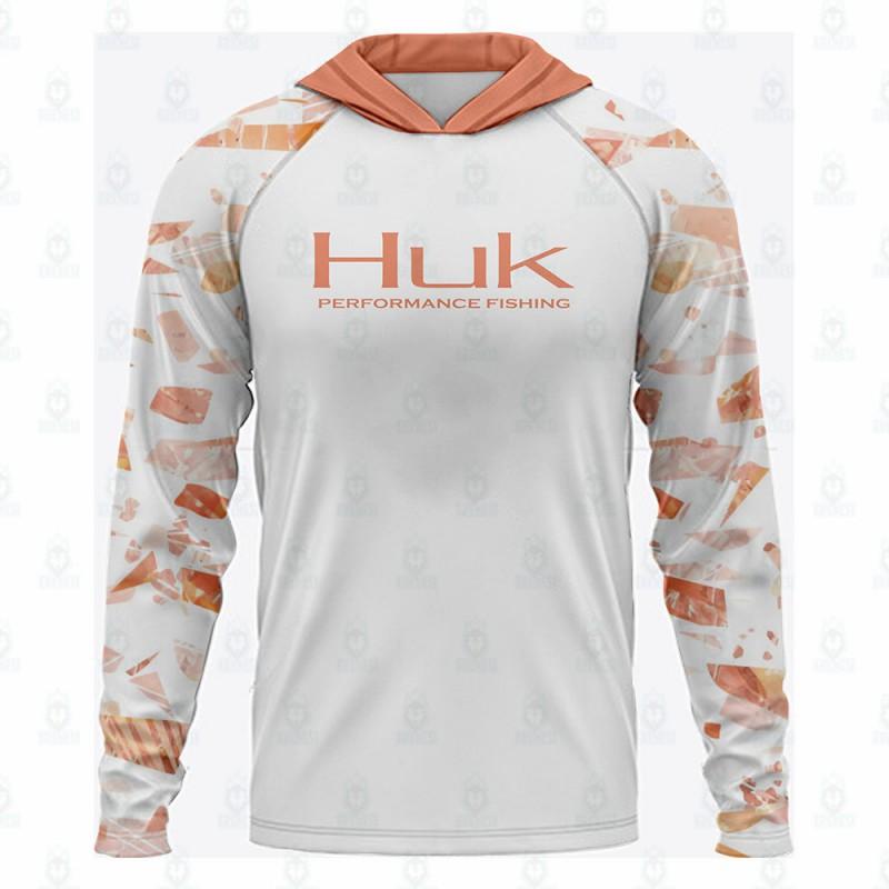 HUK Outdoor Fishing Hooded Sun Protection Shirt Quick-Dry Milk Silk Long Sleeve Men Use