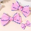2Pcs Lovely Handmade Fabric Plaid Barrette Hair Bow Clip with Moonstitch Edge Hair Clip School Gingham Headdress