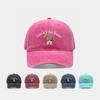 American Retro Washed Bear LUCKY Embroidered Baseball Cap for Women Showing Their Faces