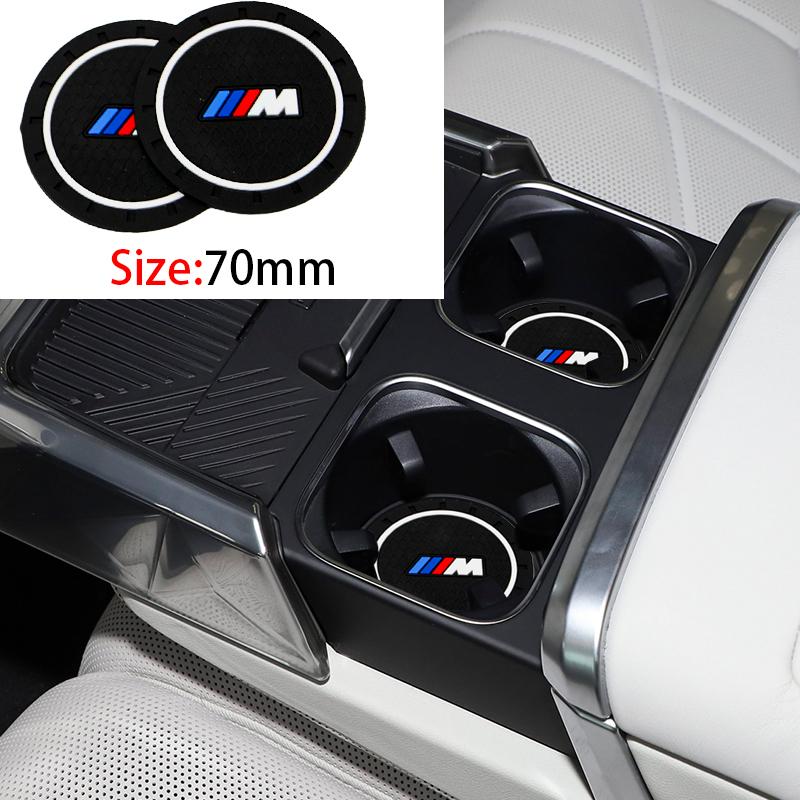 2Pcs Silicone Car Water Cup Coaster Anti-Slip Pad For BMW M M3 M5 X3 F10 F20 Auto Interior Tuning Parts Accessories F30 F40 F15