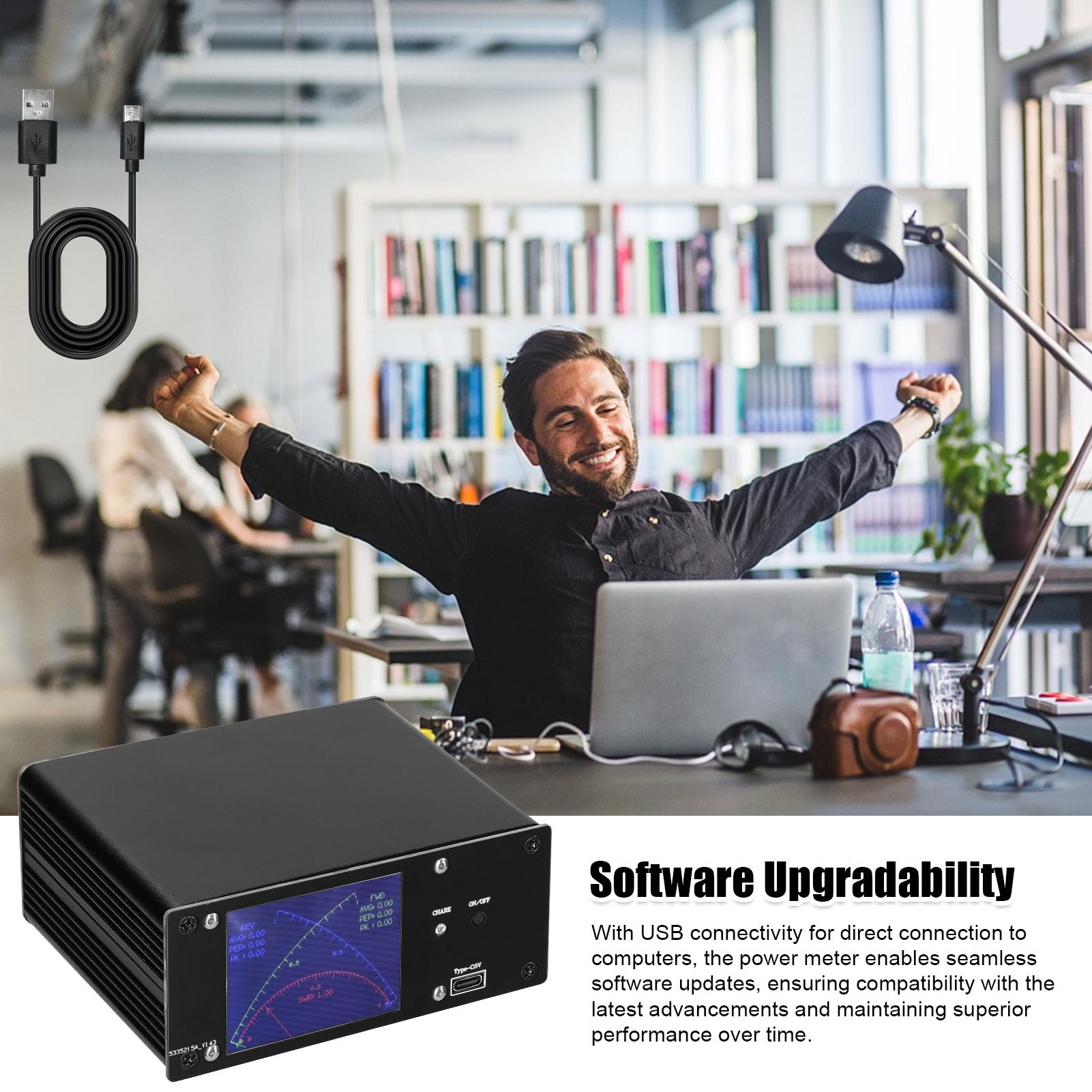 

Full Touchscreen Shortwave Power Meter Portable Standing waves Meter with Over Voltage Standing Waves Ratio Alarm чорний