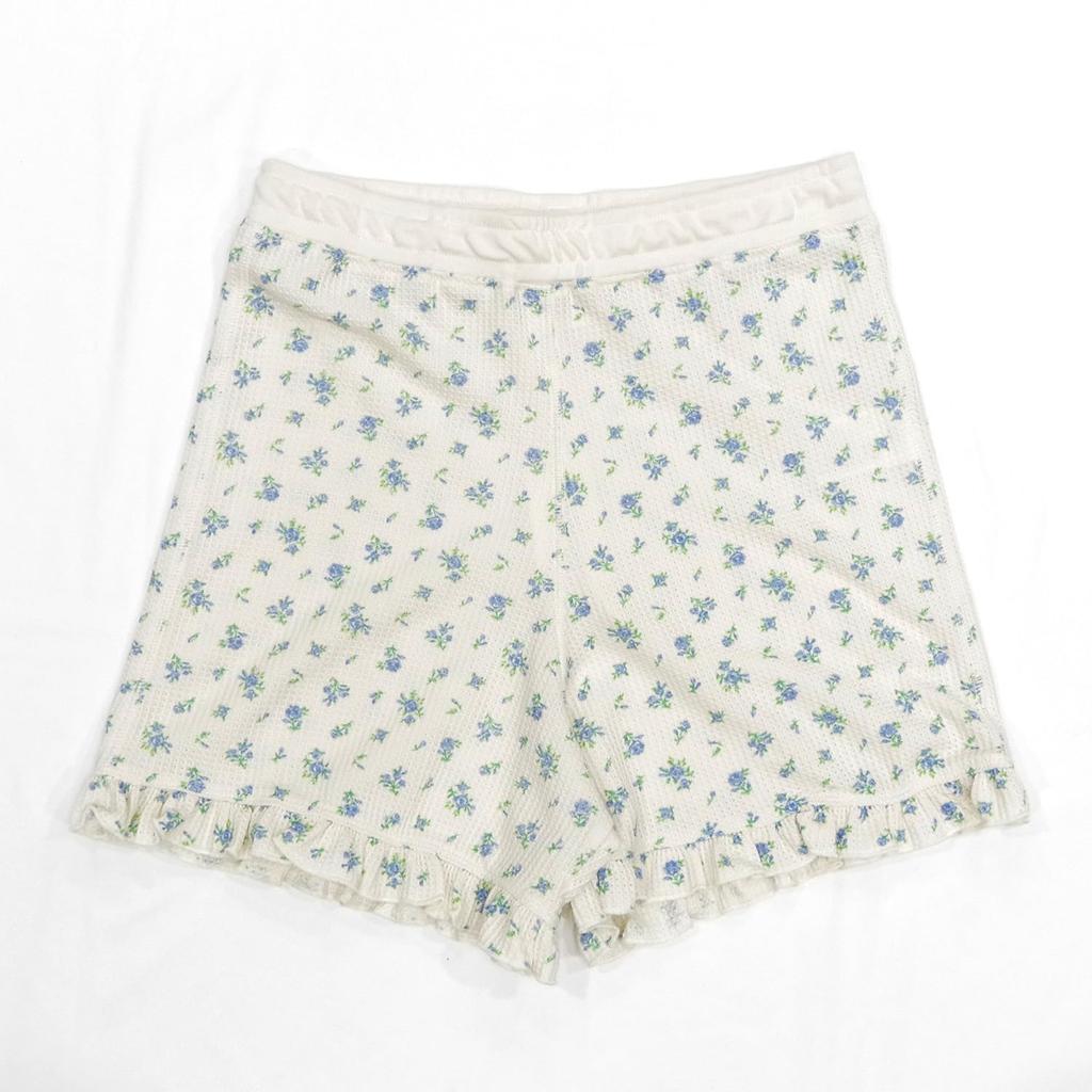 Morgan Waffle Flower Camisole Frill Shorts Sax J.E. & 3-Piece Set,