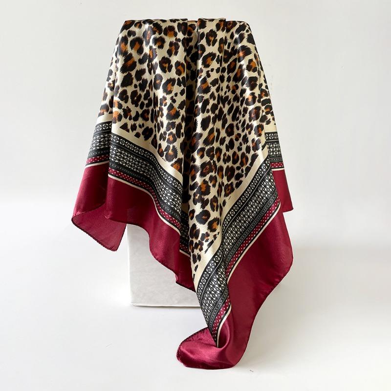 Modisches Premium Leopardendruck Satin-Quadratuch für Damen