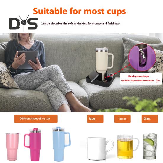 Silikonový protiskluzový držák šálku na pohovku Zásobník s velkým držákem na šálek Více přihrádek Vodotěsný držák na pohovku odolný proti polití