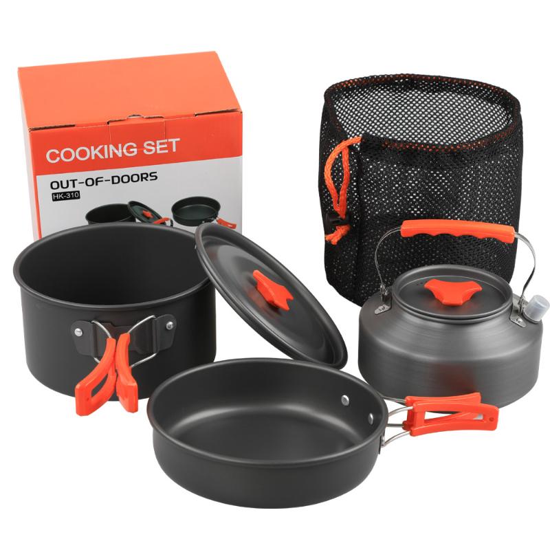 

Набор походной посуды, переносная утварь для приготовления пищи на открытом воздухе, легкое походное пикниковое снаряжение, набор посуды для приготовления пищи оранжевый