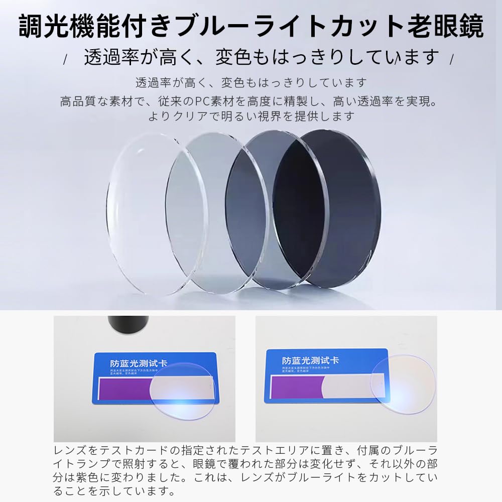 Fashionable Reading Blue Light Bifocal Photochromic Progressive Multifocal Half Rim Silver B1342 [FEISEDY] Men's Glasses, Blocking, Glasses,