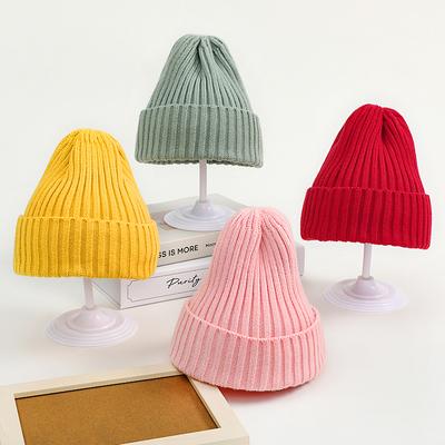Winter Baby Girls Sweet Candy Colors Knitting Melon Cap Boys Children Lovely Soft Outdoor Warm Hat Kids Fashion Wool Hat