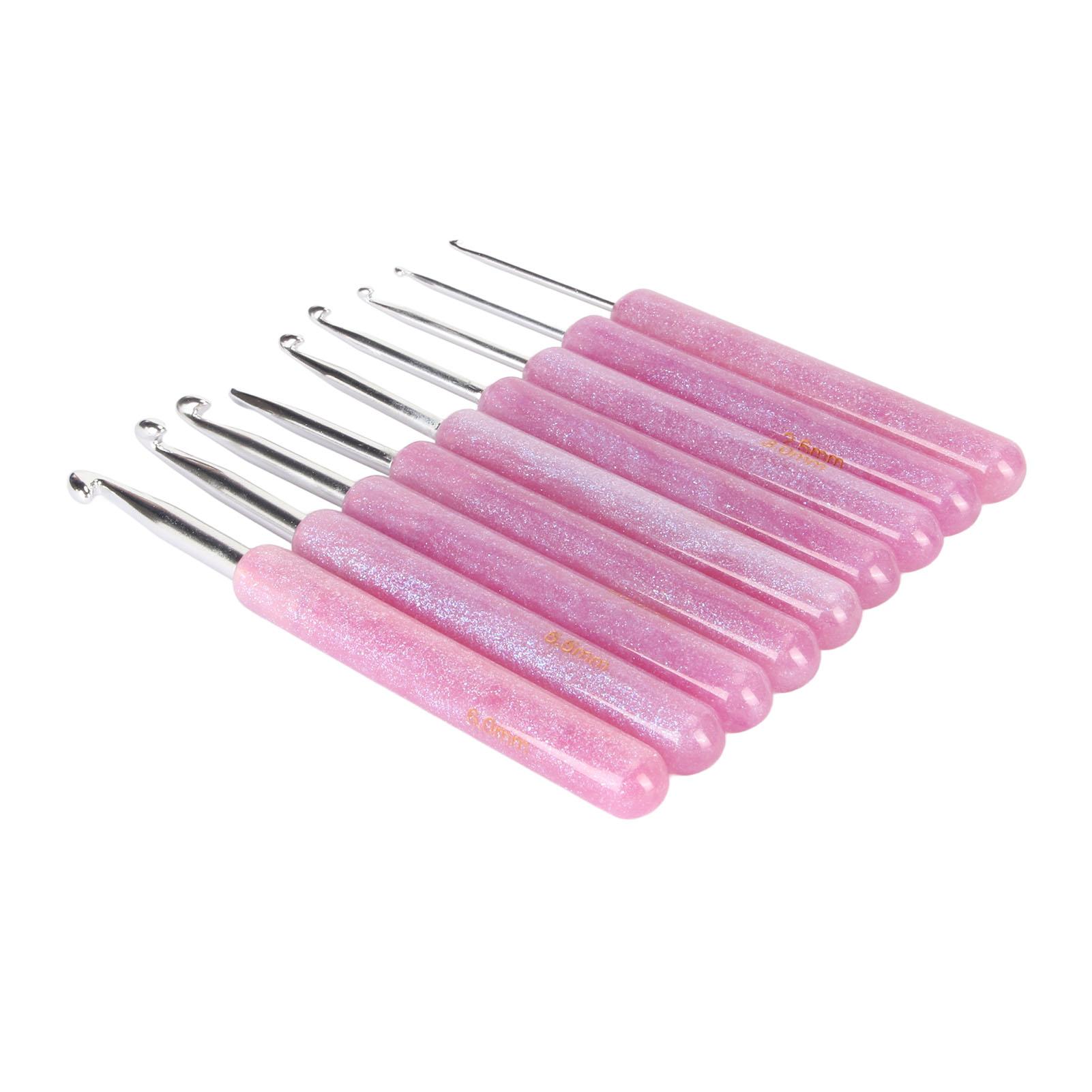 

Набор из 9 крючков для вязания крючком от 2,0 мм до 6,0 мм, эргономичные ручки из смолы, вязальные спицы для начинающих и профессионалов