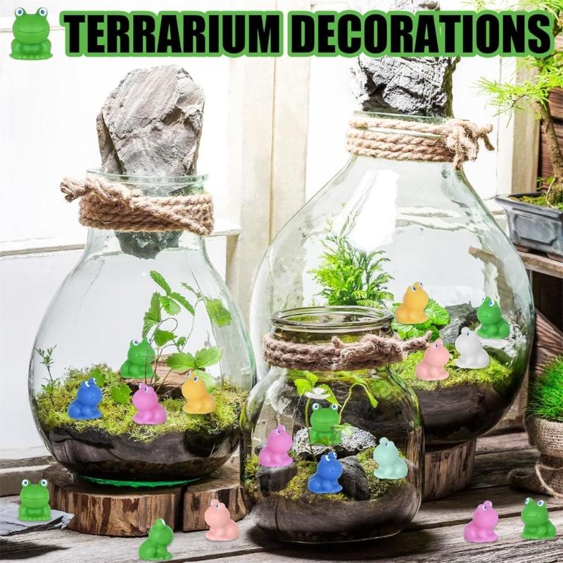 50Pcs Miniature Resin Frog Figurines Miniature Landscape Miniature Garden Frog Ornaments Frog DIY Craft Decorative Ornaments