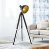 Tripod Floor Lamp, Spotlight Reading Lamp w/ Adjustable Height, Angle, Wood Legs for Living Room, Bedroom, Home, Office, Black and Gold