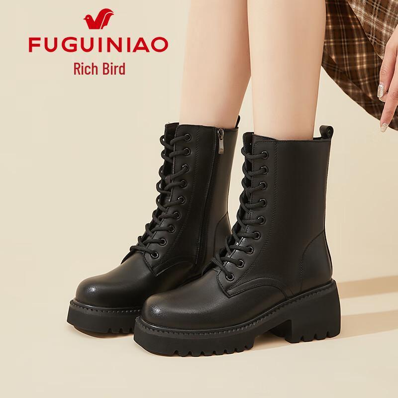 Fuguiniao Women s Winter Plush Lined Martin Boots 37