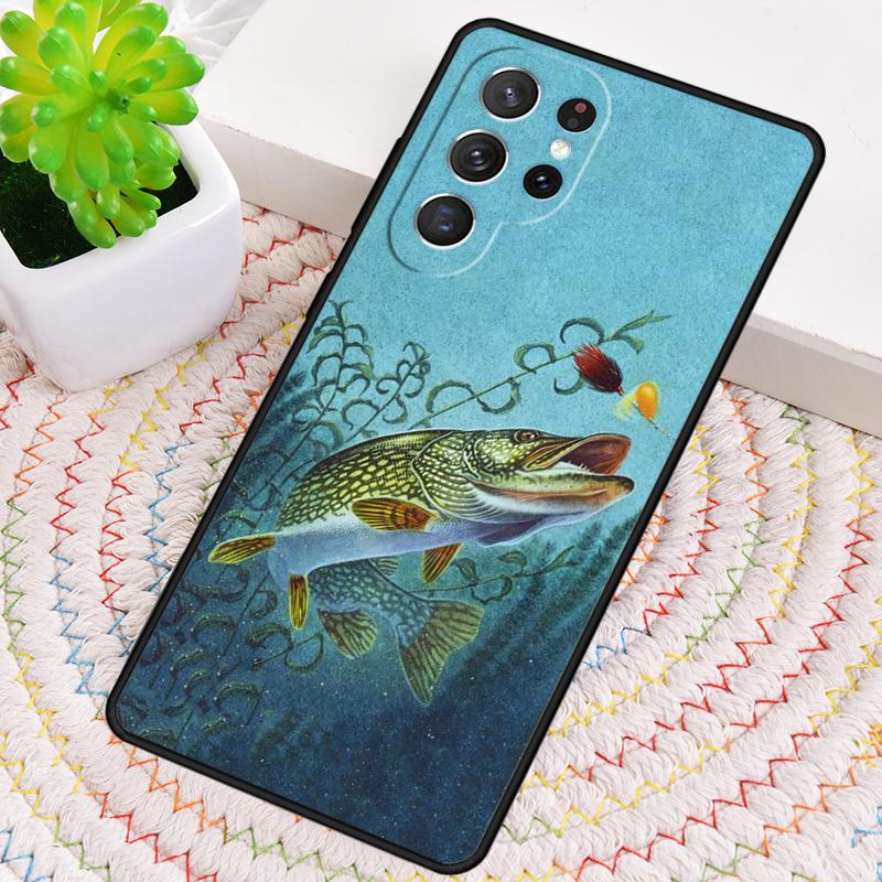 Pike Fish Fishing Bait TPU Phone Case For Samsung Galaxy note 10 pro S26 S25 S24 S23 S22 Ultra Plus S21 FE S20 Shockproof Cover