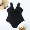 2024 new swimsuit women's solid color slimming one-piece large size sexy fat sister bikini