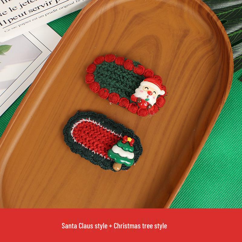 Handmade Knitted Christmas Hair Clips: Cute Santa Claus & Snowman Accessories for Adults and Kids