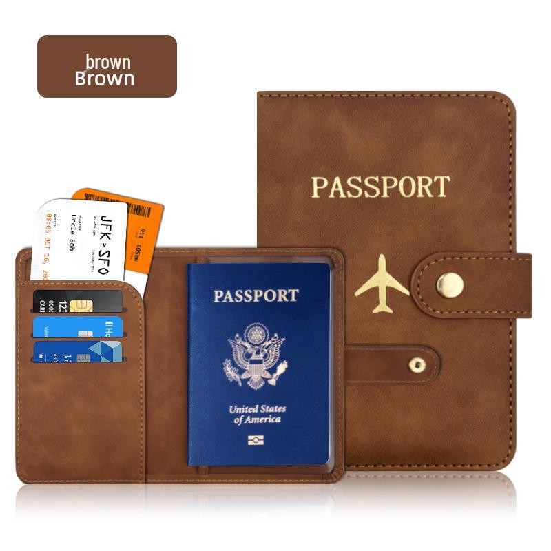 Hand-Stitched PU Leather Passport Holder with Buckle