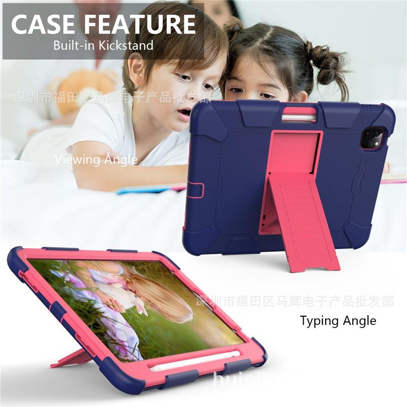 Shockproof Silicone Case With Kickstand IPad Air 4 10.9 Inch 2020 Full Coverage Dual-Tone Design Sleep/Wake Support