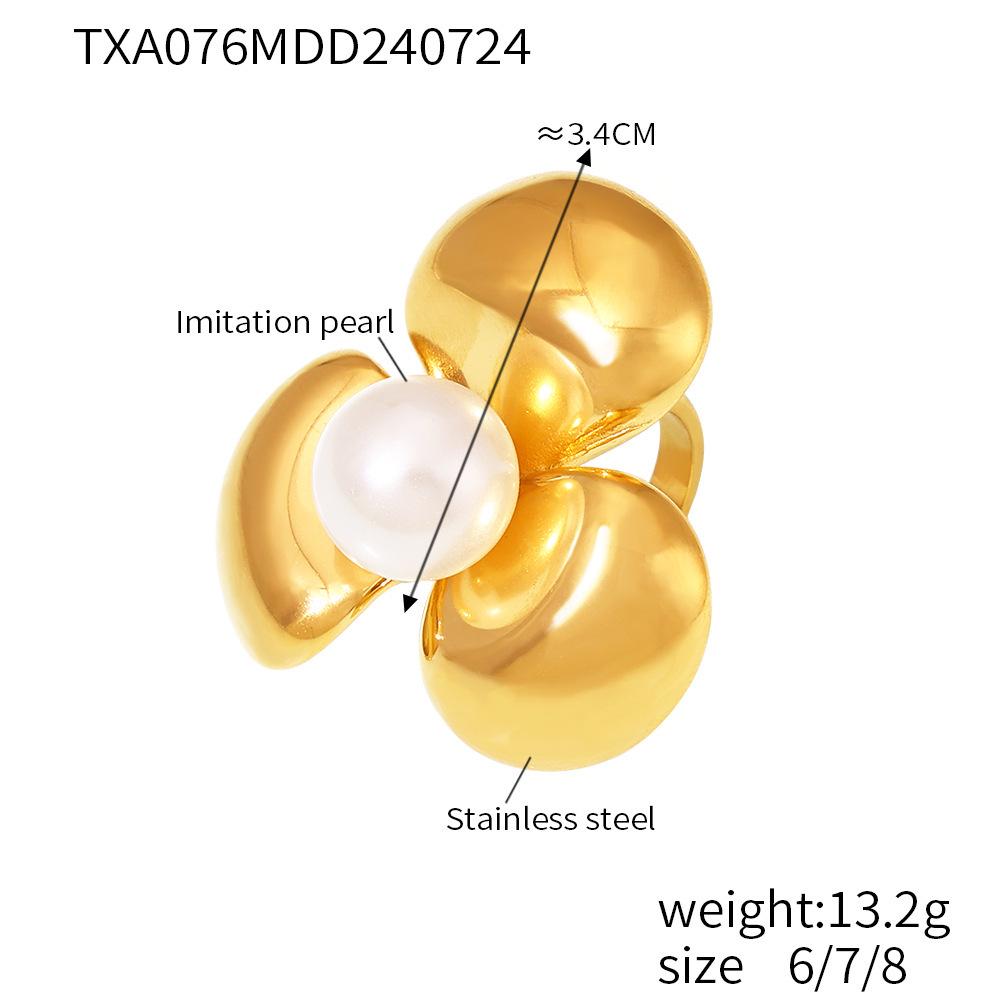 

Модные серьги из нержавеющей стали с тремя лепестками и позолотой, с искусственным жемчугом