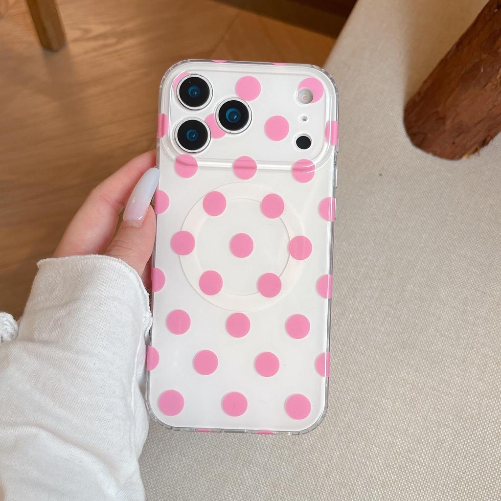 Korean Polka Dot Magnetic Case for iPhone 17 Pro Max (Double Layer)