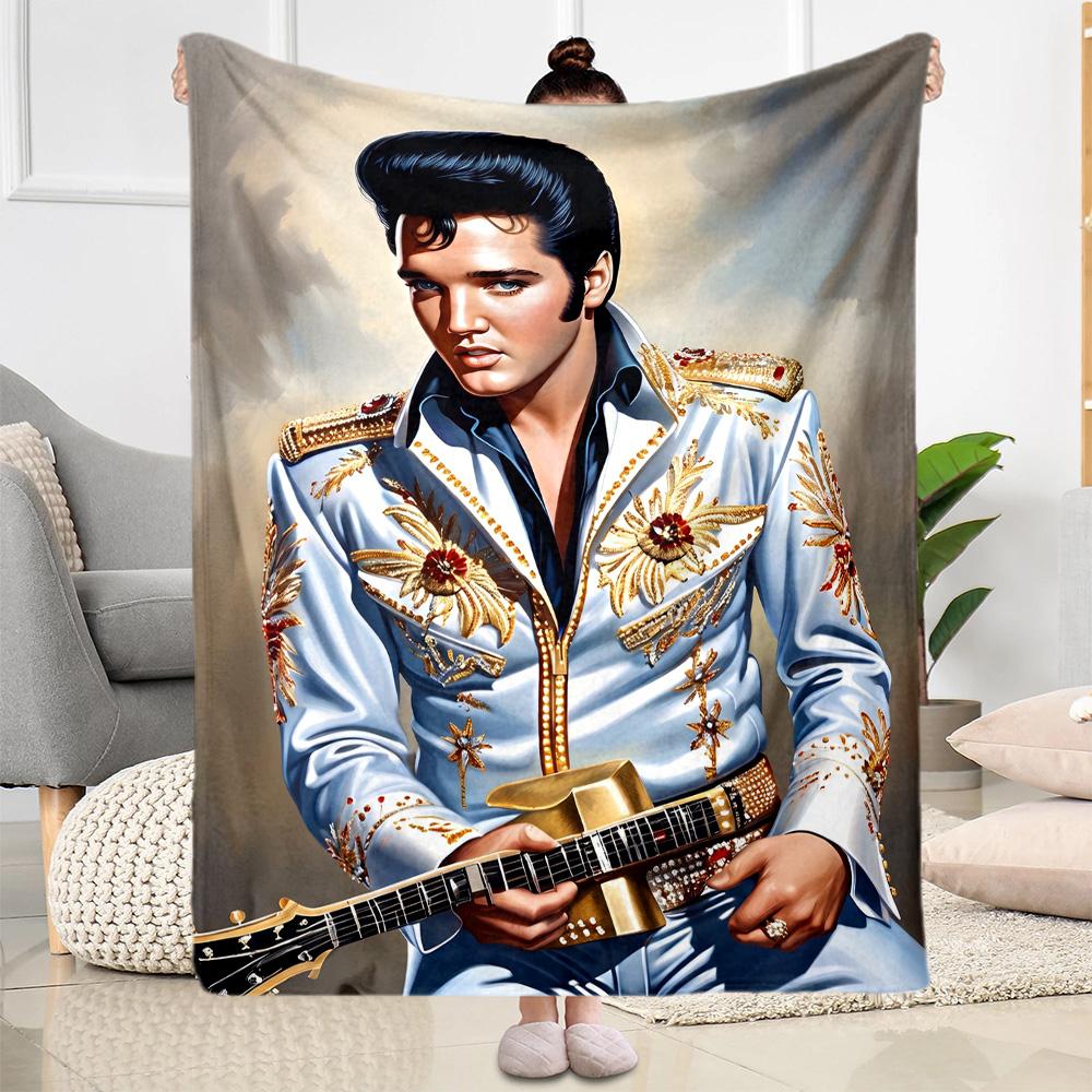 Elvis Presley: Rock 'n' Roll König Decke Bequem Geeignet für Bettwäsche Stuhl Bett Vier Jahreszeiten Universell Digitaldruck