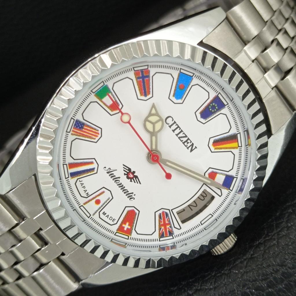 VINTAGE CITIZEN AUTOMATIC 8200 REFURBISHED JAPAN MENS WHITE DIAL WATCH a446848-1