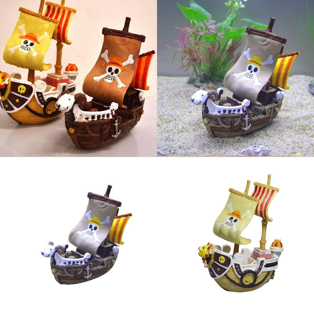 Beautiful Resin Pirate Ship Aquarium Ornament Gift Non-toxic Durable 6''*2''*5''