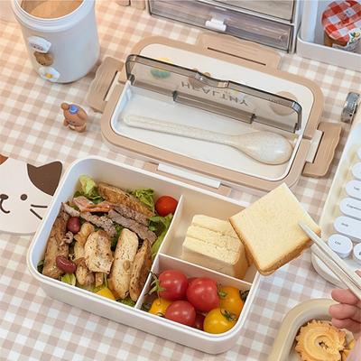 Lunch Bento Kawaii Girls' Lunch Box Portable School Children's Plastic Picnic Box with Cubicle Microwave Food Storage Container