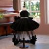 Girls Black Halter Neck Tulle Dress Piano Performance Flower Girl Wedding Party Gown