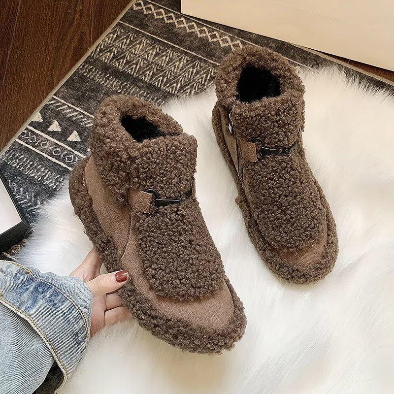 Winter cotton shoes women's warm thickened short boots women's 2025 new versatile lamb wool teddy shoes Mao Mao shoes are trendy outside