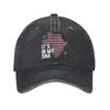 Men Women Liberia Independence Day Printed Hats Fashion Distressed Denim Baseball Cap Adjustable