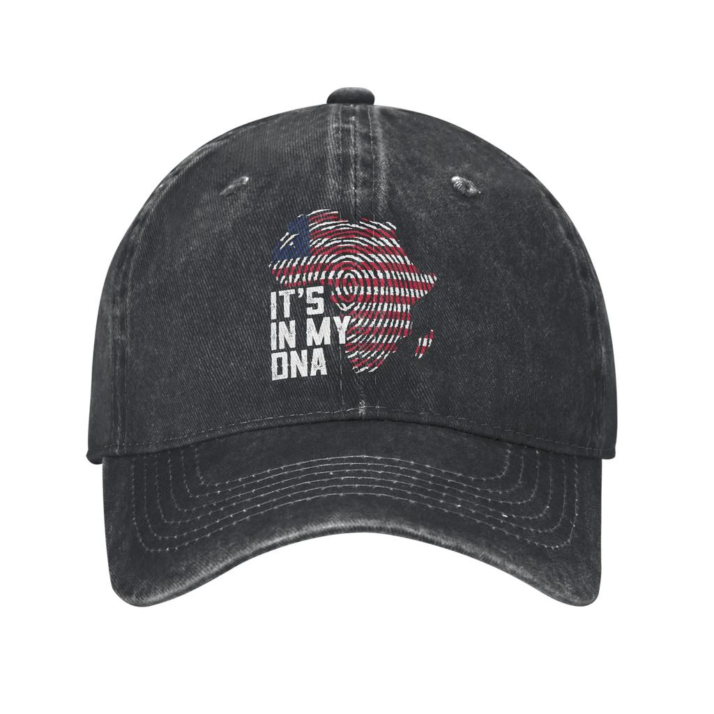 Men Women Liberia Independence Day Printed Hats Fashion Distressed Denim Baseball Cap Adjustable