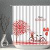 Love Shower Curtain Romantic Lover Rose Flower Piano Balloon Petal Bicycle Print Pattern Washable Household Decoration With Hook