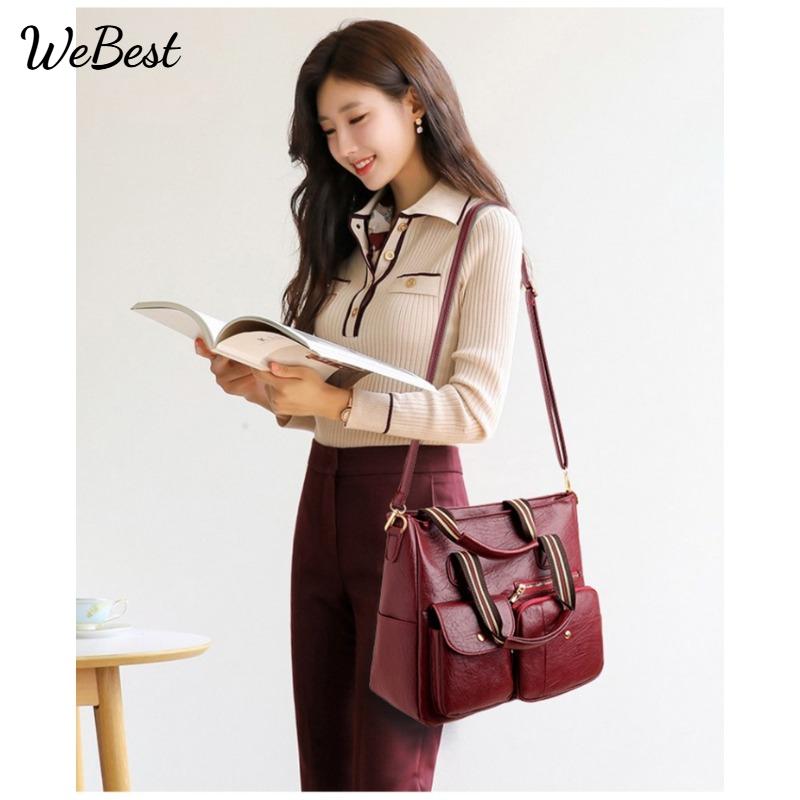 Crossbody Bag Handheld Bag Large Capacity Multi-Pocket Fashion Euro-American New Shoulder Bag Middle-Aged Mom Bag Outdoor Travel