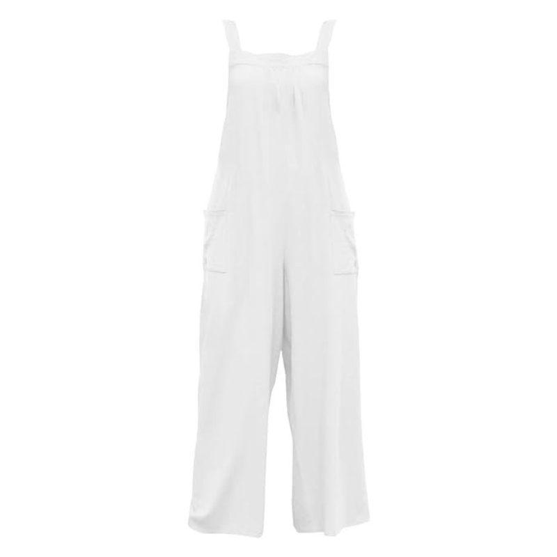 Tooxika Neue Stil Casual Lose Ärmellose Overall Für Frauen Einfarbig Baumwolle Und Leinen Hosenträger Breite Bein Hosen