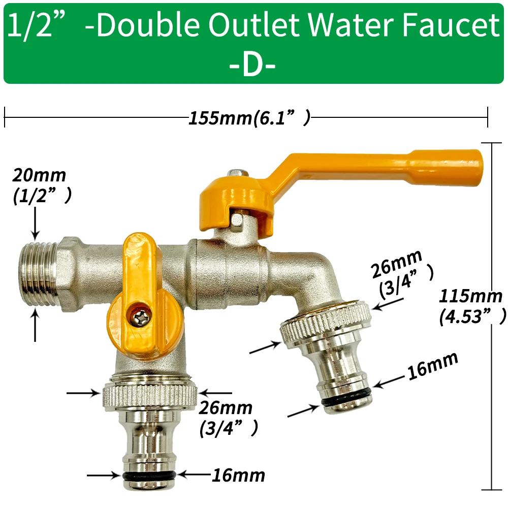Garden Hose Brass Faucet Adapter 1/2" - Suitable for IBC Tanks, Irrigation Fittings, Reliable Ball Valve Replacement Accessories