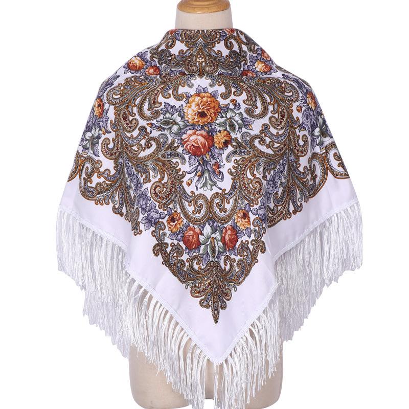 

Женский ретро этнический принт теплая повязка на голову и шаль для путешествий по Синьцзяну 90x90 cm