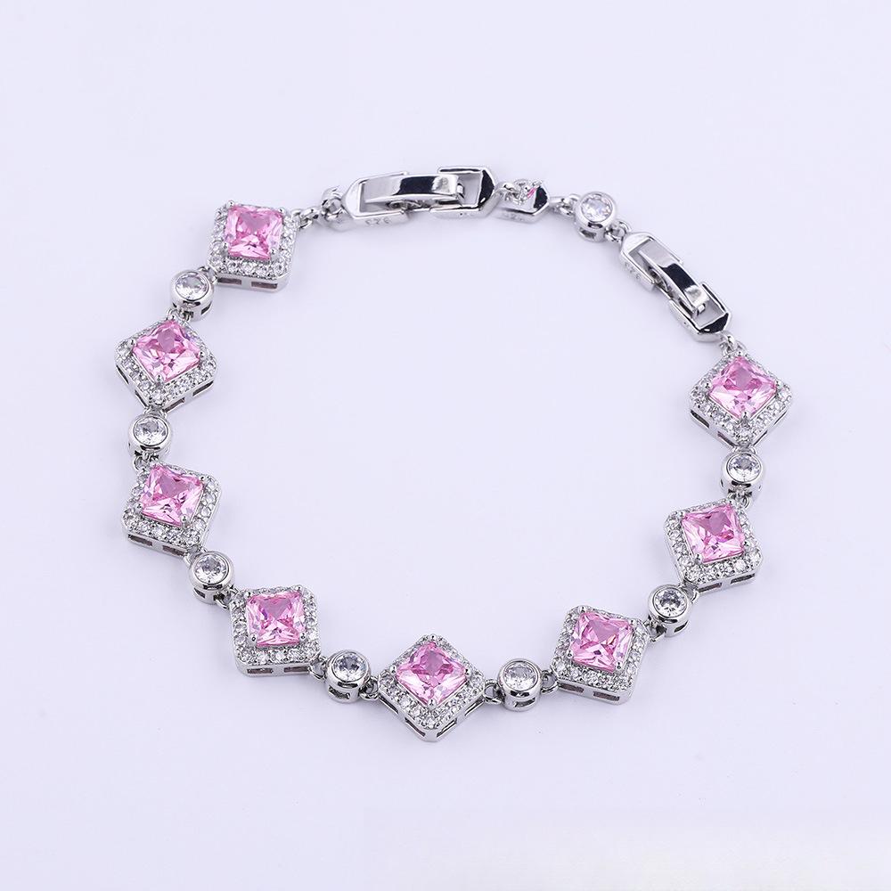 Simple Temperament Geometric Quadrilateral Zircon Bracelet Brass Gold Plated Jewelry