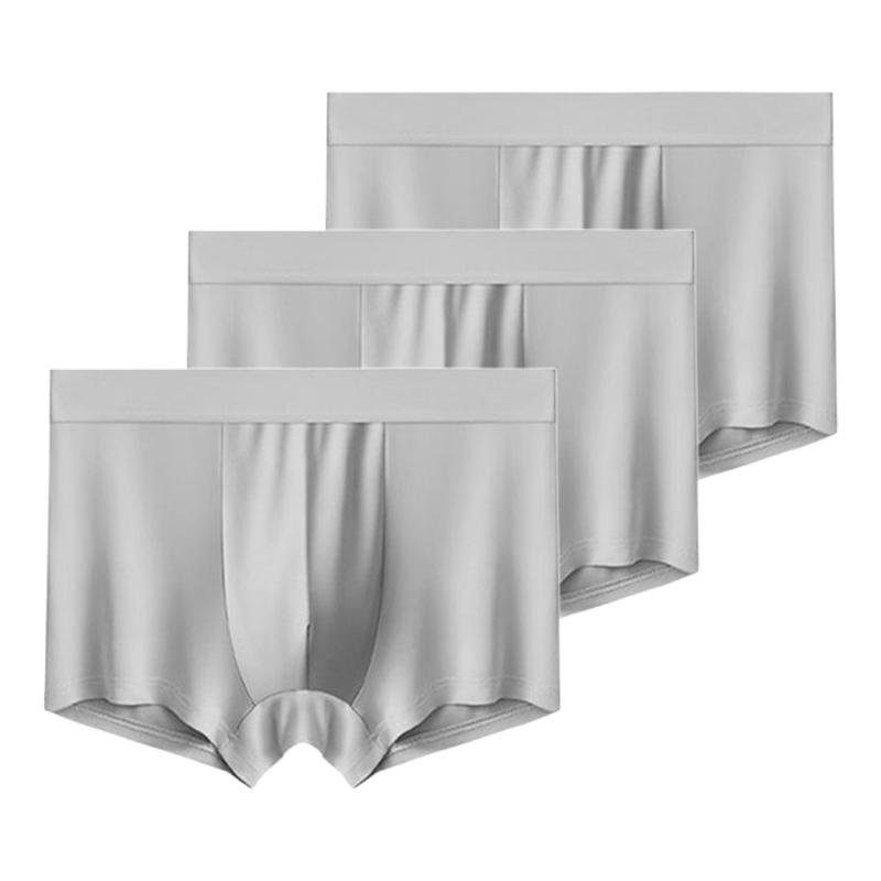 3 Pieces Men's Underwear Ice Silk Boxer Shorts Men Underpants Cool Breathable Sexy Thin Panties U Convex Lingerie L XL XXL 3XL 4XL