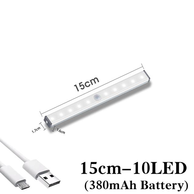 

Беспроводной светильник под шкафом, светодиодный датчик движения, светильник для шкафа, USB-перезаряжаемый, длинный, ночник для кухонного шкафа, гардероба Cold White