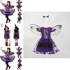 Elegant European Style Girls Halloween Witch Costume With Soft Lace Fabric