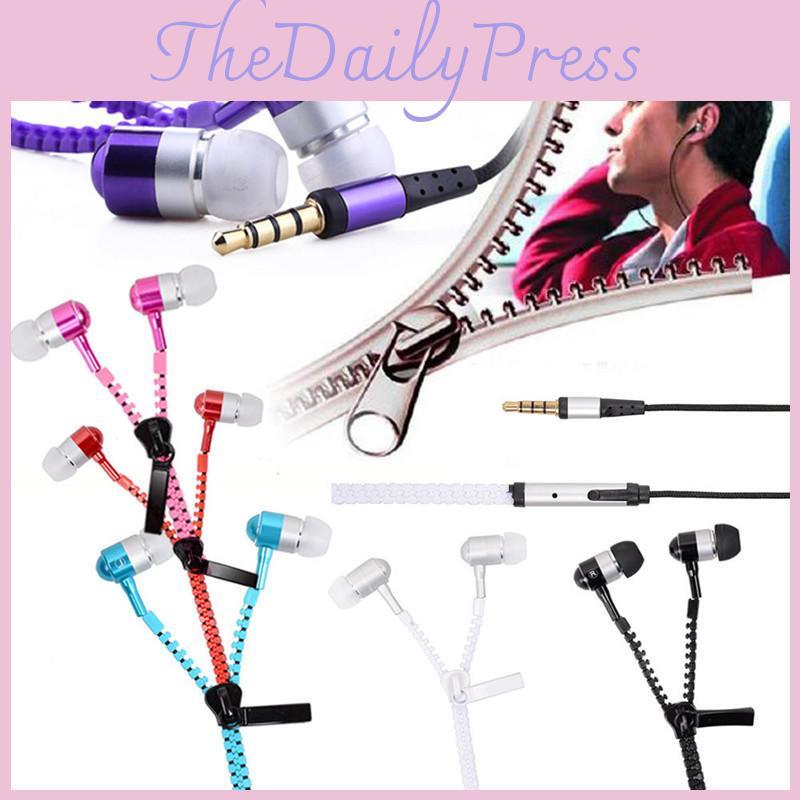 Metall-Reißverschluss-Ohrhörer mit Mikrofon für Handy-Hören und Anrufsteuerung