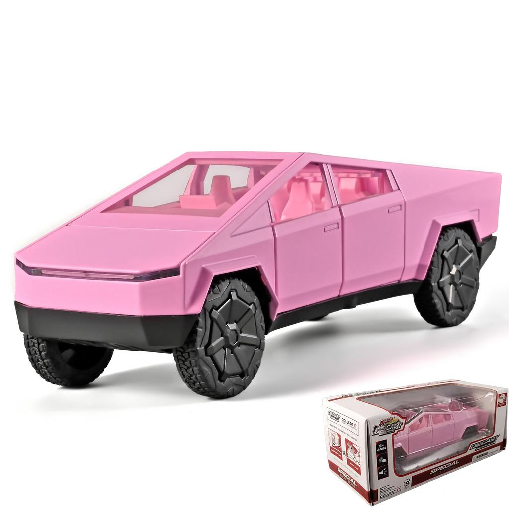 1/32 Tesla Cybertruck Toys Diecast Model Car Alloy Metal Pickup Truck Colorful Indoor Desktop Display Collection Game for Children Boy