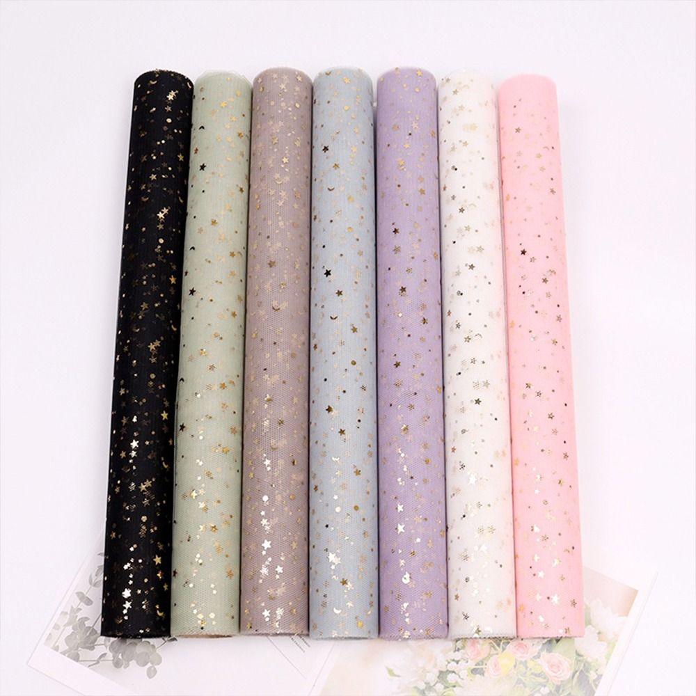 50cm Breite Frischblumen-Verpackungspapier Stern Mond DIY-Strauß-Verpackungspapier Heißprägung Floristen-Verpackungsmaterial