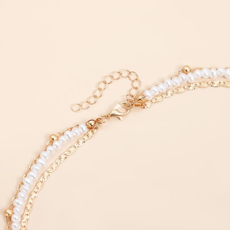 Artistic Irregular Heart Star Imitation Pearls Alloy Necklace Multi Layer Neckchain For Unique Fashion Accessories