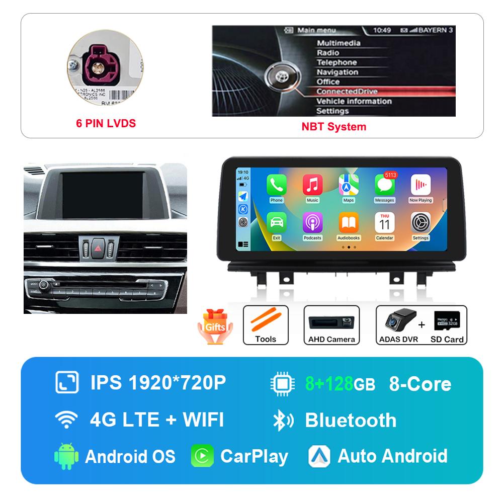 12.3 Inch 1920*720P HD Touch Screen for BMW X1 F48 2016 - 2019 NBT EVO System Android Car Radio Multimedia Player DSP 4G WiFi