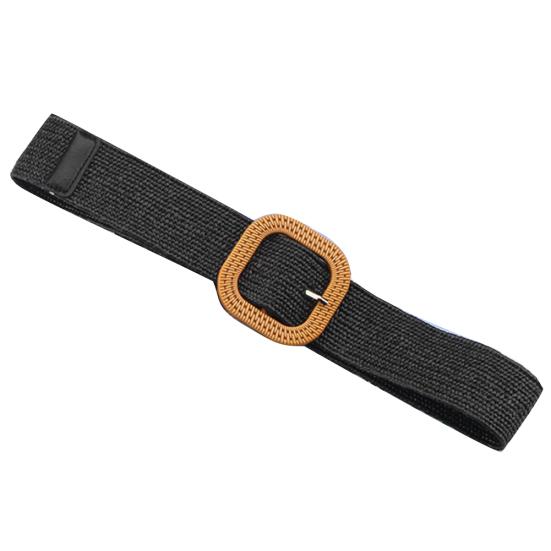 Boho Women Weaving Straw Elastic Waist Band Pin Buckle Belt Dress Jeans Decor