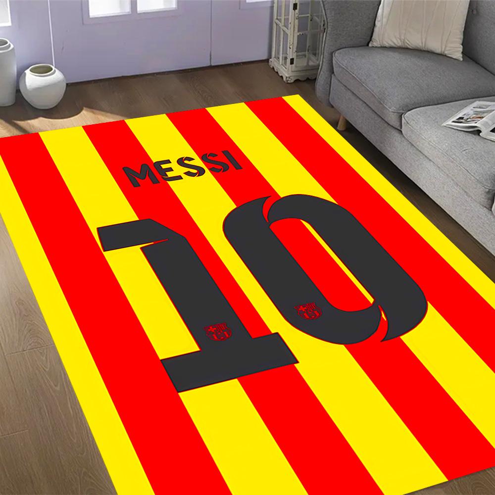 Messi palikimas futbolo tematikos neslystančiuose kilimėliuose - Poliesterio namų dekoras, tinkamas miegamiesiems, svetainėms, prieškambariams, studijoms ir dekoracijoms