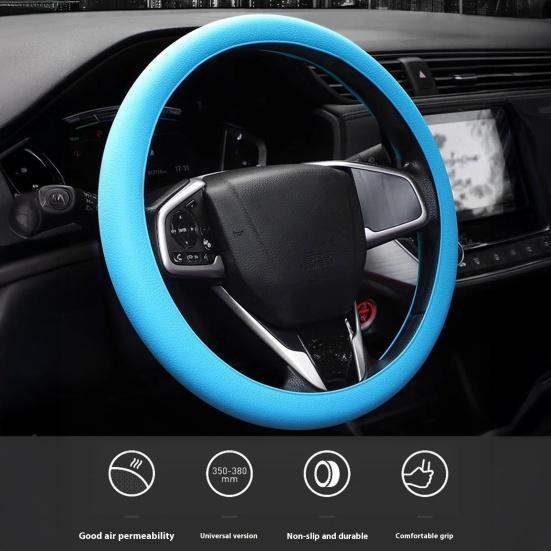 Universal Car Steering Wheel Cover Anti-Slip Leather Texture Soft Silicone Car Steering